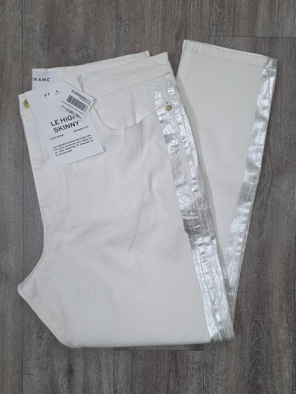 Frame Denim White LE HIGH Skinny Jeans With Foil Tux-Size 34 *NWT*
